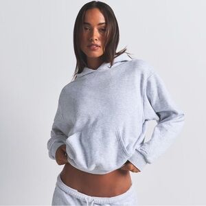Skims Cotton Fleece Pullover Hoodie in Light Heather Grey